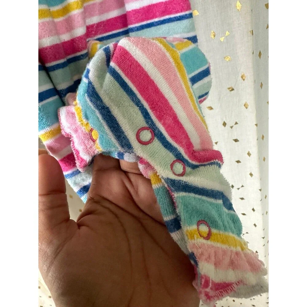 Juicy Couture Baby Girl Terry Multicolor Stripe Tank Snap Romper Playsuit 24M